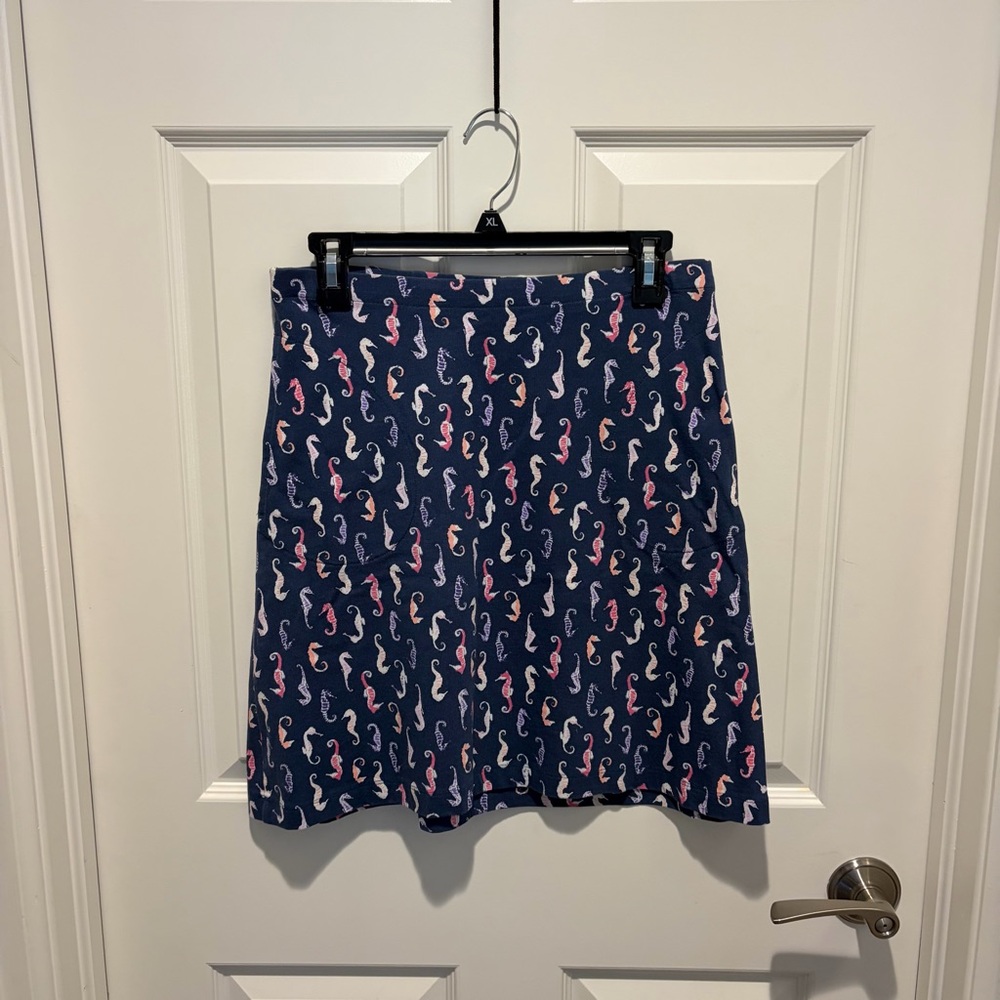 J. Jill Navy Seahorse Print Skater Skirt